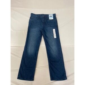 Cat & Jack Boys Straight Fit Jeans Dark Wash Adjustable Waist Size 10 NWT